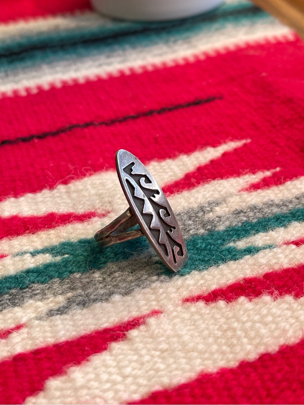 Vintage Native Sterling Silver Overlay Ring Sz. 6.5 (5g) Hopi Style